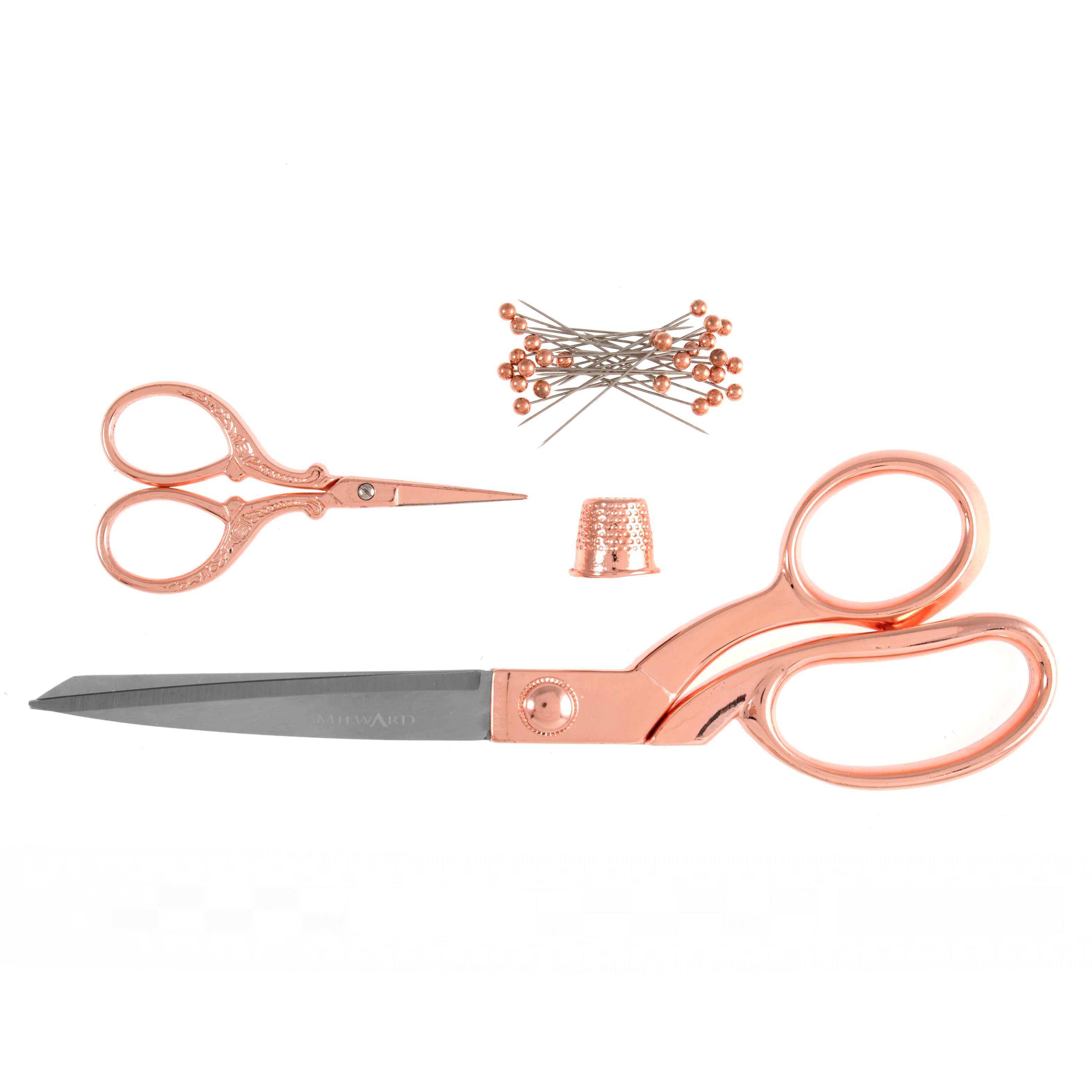 Milward Gift Set Dressmaking 21.5cm and Embroidery 9.5cm Thimble and Pins Rose Gold