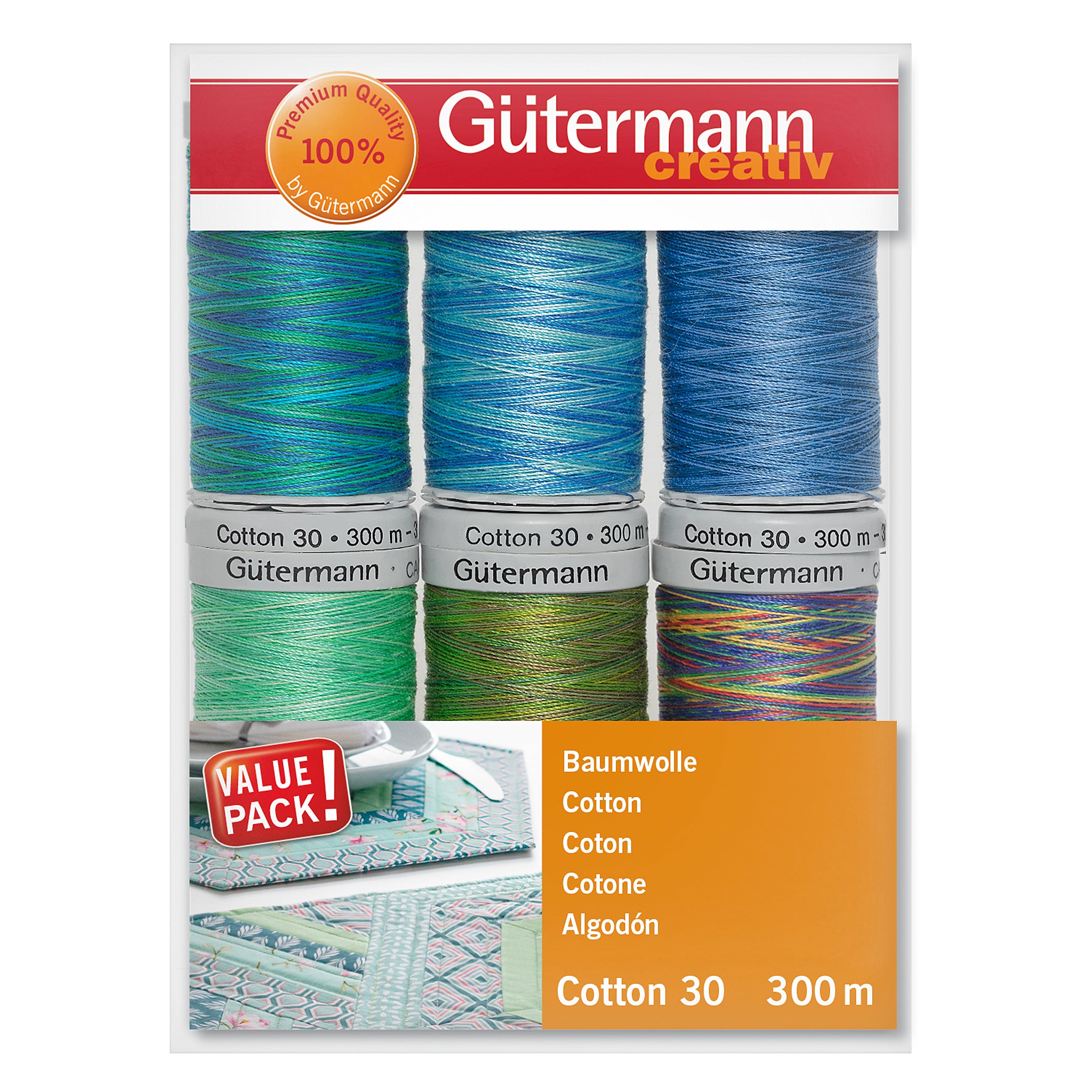 Gutermann Thread Set - Cotton No.30 - 6 x 300m - 3