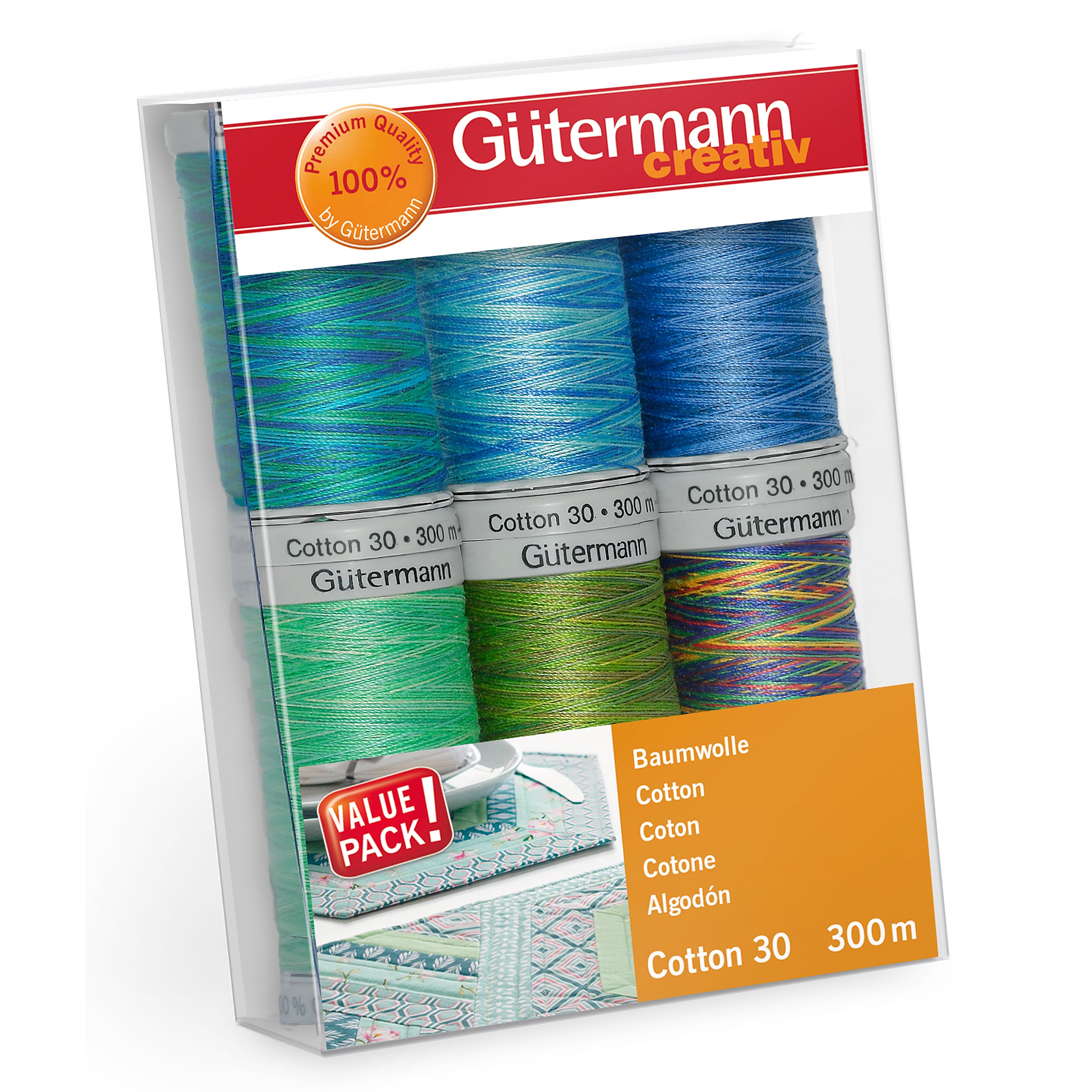 Gutermann Thread Set - Cotton No.30 - 6 x 300m - 3