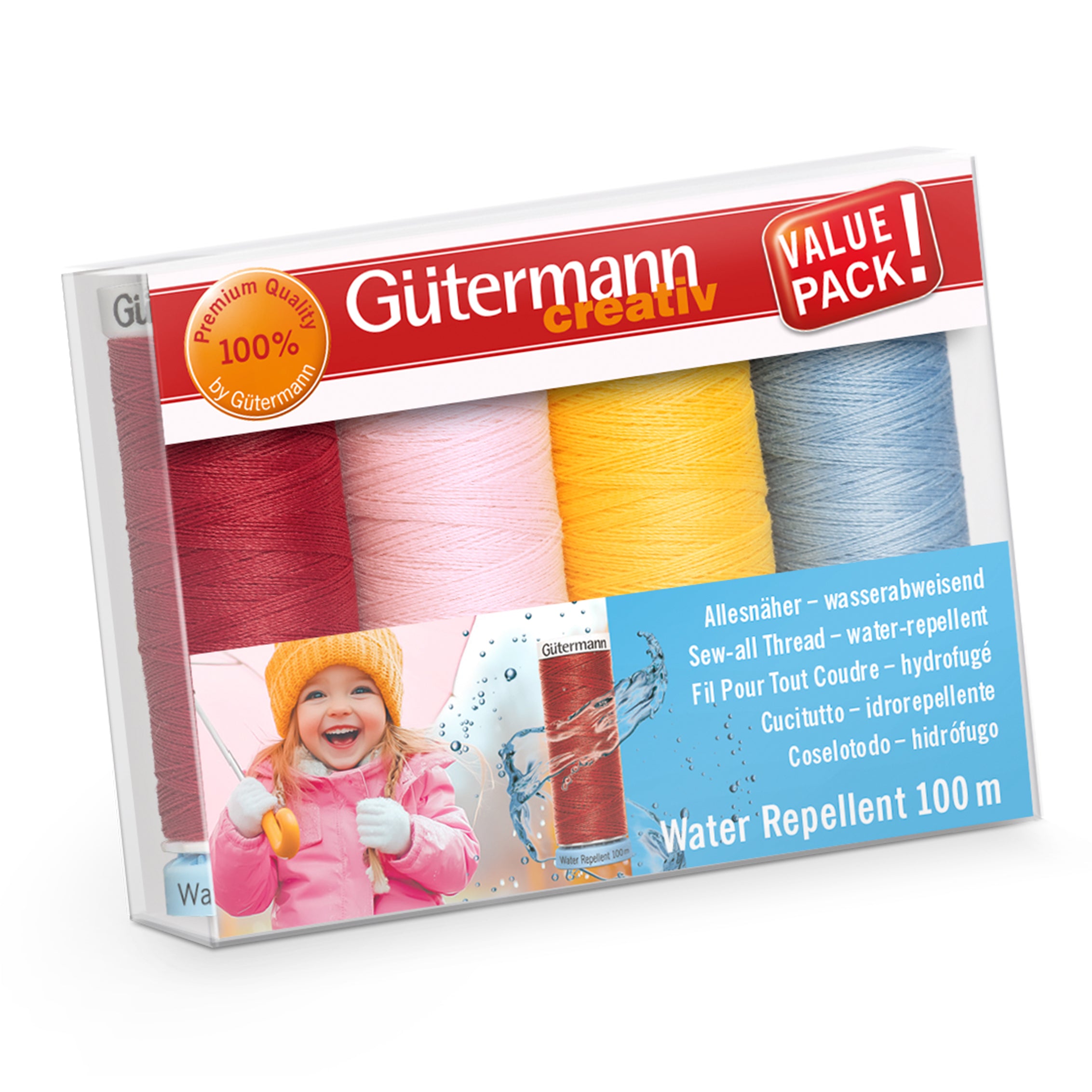 Gutermann Thread Set - Water Repellent - 4 x 100m - Assorted Colours