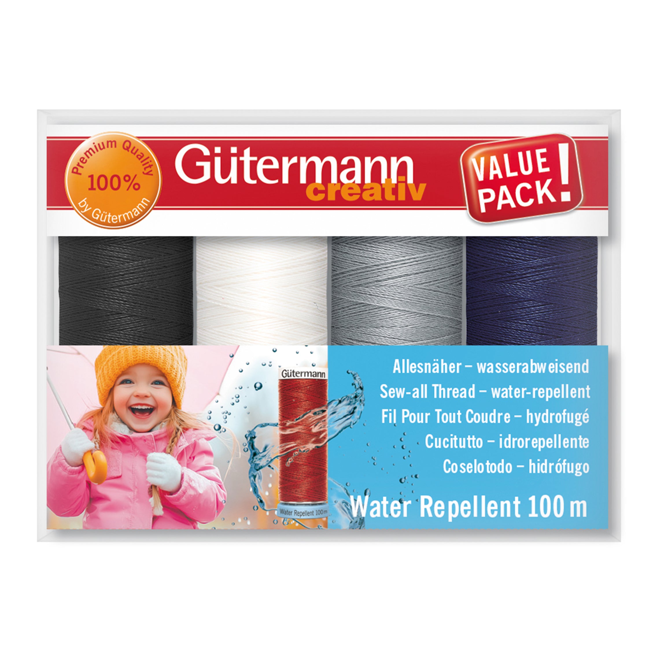 Gutermann Thread Set - Water Repellent - 4 x 100m - Assorted Basics